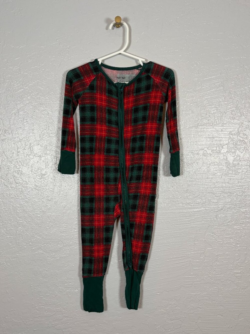 Little Sleepies 6-12 Months Red Green Plaid Holiday Zippy Pajamas Bamboo Sleeper